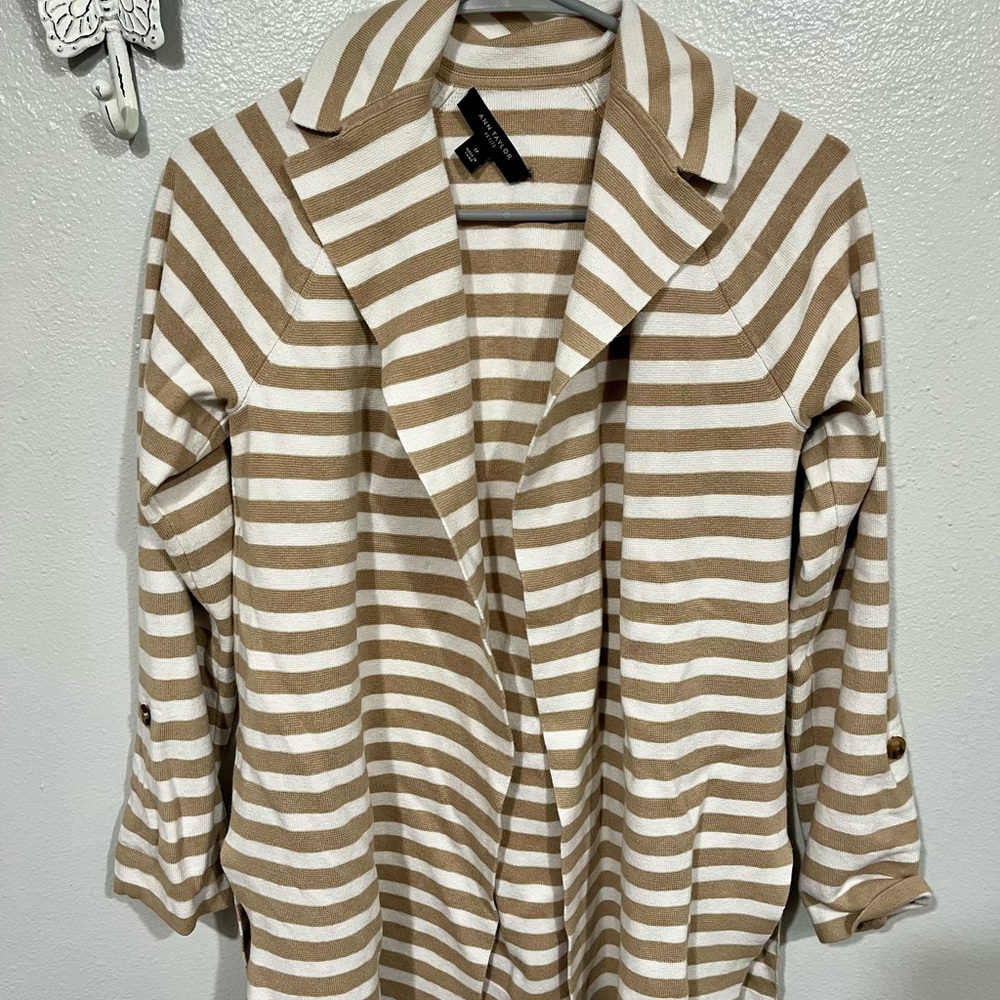 Striped Tan and White Blazer